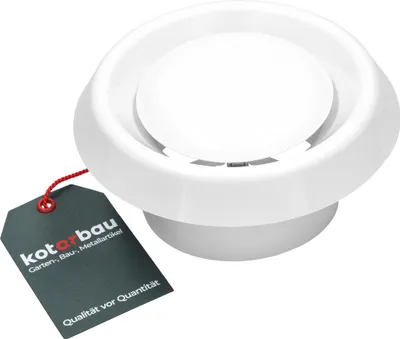 Produktbild von KOTARBAU® Tellerventil Rund für Rohranschluss Ø 100mm Weiß Anemostat Ablufttellerventil Lüftungsgitter Deckenventil Kunststoff Decken Diffusor Abluft Lüftungsventile Abdeckungs Ausgangswand Decken Dif
