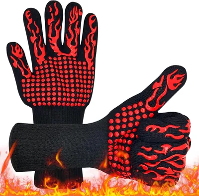 Produktbild von Grillhandschuhe 32 cm, Hitzebeständig bis 800°C, Feuerfest, für Grill