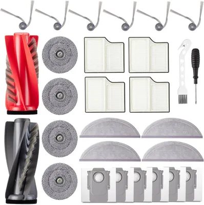 Produktbild von 28 Stück Zubehör für Roborock Saros 10 Staubsauger Roboter, Ersatzubehör 2 Hauptbürste 4 Wischpad 4 Seitenwischer 4 Filter 6 Staubbeutel 6 Seitenbürsten 1 Reinigungsbürste 1 Schraubendreher