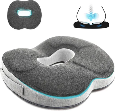 Produktbild von Donut-Sitzkissen aus Memory Foam, 44 x 39 x 8 cm, Grau | Ergonomisches Donut-Sitzkissen aus Memory Foam, rutschfest und waschbar