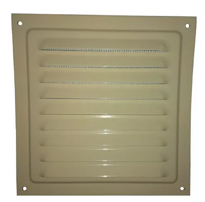 Produktbild von Lüftungsgitter 125x125 mm Metall Beige mit Insektenschutz – quadratische Belüftungsabdeckung für Wand und Decke