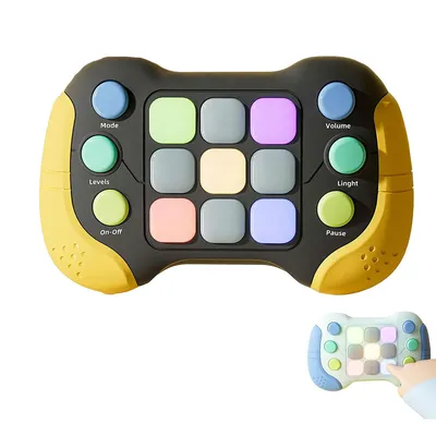 Produktbild von Puzzle Pop-It Spiel, Handheld-Spielekonsole,Dekompressionsdurchbruch-Puzzle-Spielmaschine,Quick Push Pop-Spielkonsole,ab 3 Jahre, Gelb-Schwarz