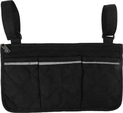Produktbild von Rollstuhltasche, wasserdichter Kunststoff, Multi-Taschen-Design, Rollstuhl-Seitentasche für mobile Stühle im Freien, Schwarz