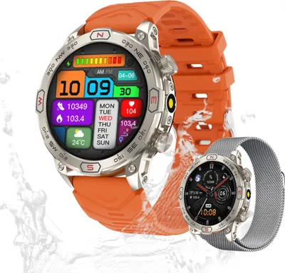 Produktbild von Herren’s 1 ATM Wasserdicht Fitness-Tracker Smartwatch 1.43 Zoll mit SPO2, Herzfrequenzsensor, Schrittzähler & 107 Sportmodi