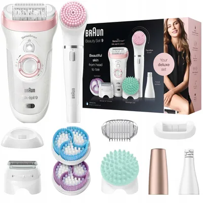 Zdjęcie produktu dla Braun Silk-épil 9 81683683, Biały, Różowy, 40 pęset(y), Łuszczenie się, LED, 1 SensoFoil, Bateria