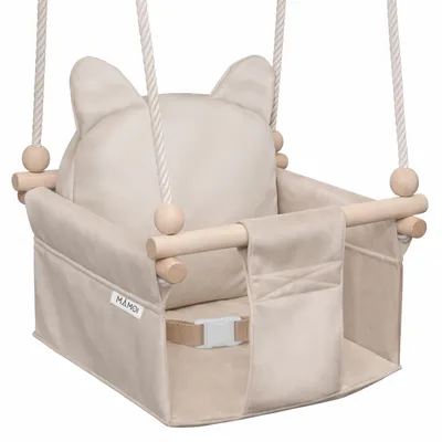 Immagine prodotto di MAMOI Altalena per bambini con cintura di sicurezza, altezza regolabile 150–190 cm, altalena per casa, struttura stabile, seduta in velluto