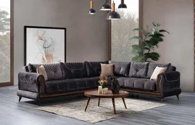 Produktbild von Graues modernes Sofa Ecksofa Textilmöbel bequemes Sofa L-Form