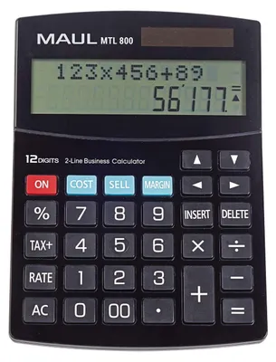 Produktbild von MAUL Tischrechner MTL 800 LCD-Anzeige 2-zeilig, 12 Ziffern Solar Batterie 19 x 14 x 3 cm schwarz