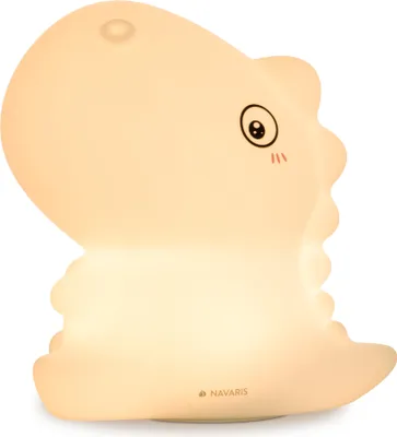 Produktbild von Navaris LED Nachtlicht Dino Design - aufladbar mit Micro USB Kabel - Süße RGB Farbwechsel Kinder Nachttischlampe - Dinosaurier Schlummerlicht Weiß