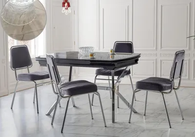 Produktbild von Esszimmer Set Garnitur Tisch 4x Stühle Design Modern Möbel Luxus Esstisch