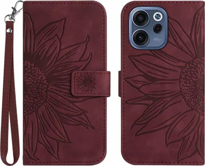 Produktbild von OPPO Reno15 F Hülle - Coverup Sonnenblume Klapphülle mit Schlüsselband - Bordeaux