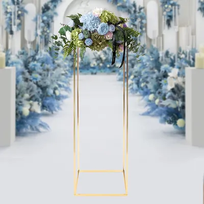 Image de Support à fleurs 100 cm  Tabouret à fleurs  Support pour plantes  Support au sol  Décoration de mariage et de fête à faire soi-même  Support à fleurs doré  Colonne métallique