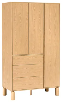 Obrázek produktu pro KINSARVIK, skříň – dub – vysoké nohy – zásuvky – tyč na oblečení – 110 x 197 x 55 cm