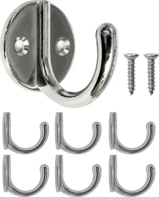 Produktbild von 'FUXXER® - 5x Garderoben-Haken, Handtuch-Haken, Kleider-Haken, Eisen-Haken, Wand-Haken, silber'