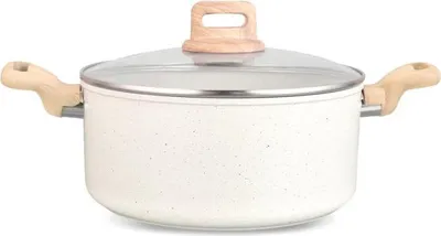 Obrázek produktu pro Hrnec Voltz Nice OV54418E28, 28x11,5 cm, 6,8 l, Mramorová povrchová úprava, Indukce, Krémová melanž
