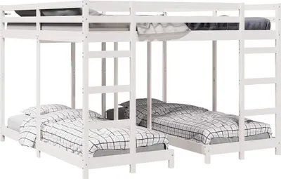 Obrázek produktu pro Trojlůžková postel Bílá 200 x 200 cm Masivní borové dřevo