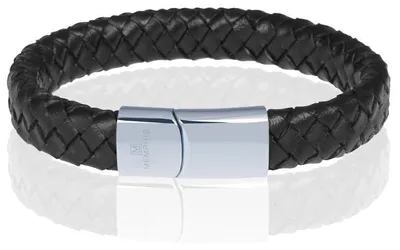 Productafbeelding van Gevlochten Leren Armband met RVS Sluiting 18 cm