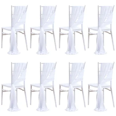 Produktbild von 8-teiliges Set Hochzeit Deko Stuhlschärpe, Stuhlrückendekoration für Hochzeitsstühle, Weiß