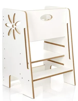Produktbild von Kids Helper Doppel Lernturm Weiß Montessori Küchenhelfer Geschwister Kindermöbel MDF