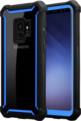 Produktbild von Cadorabo Hülle für Samsung Galaxy S9 Schutzhülle in Blau Handy Hülle Etui TPU Silikon-Rand Glas-Rücken Acryl