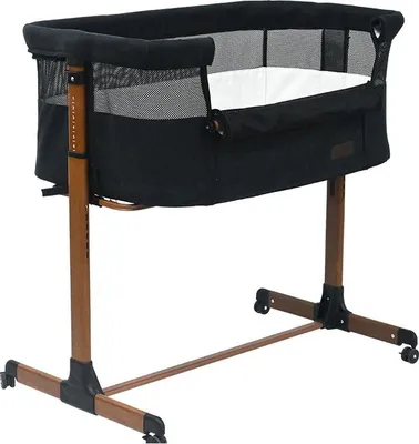 Produktbild von Novi Goodnight Premium Beistellbett – ab Geburt bis ca. 6 Monate – höhenverstellbar – Anti-Reflux-Funktion – mit Rollen - Black