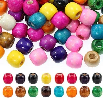 Obrázok produktu pre Drevené guľôčky, 100 ks, farebné, oválne, prírodné korálky, DIY