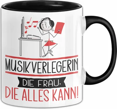 Produktbild von Musikverlegerin Geschenk Tasse Becher Die Frau Die Allen Kann Geschenkidee für eine Musikverlegerin Lustig (Schwarz)