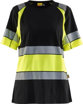 Produktbild von Blakläder Damen High Vis T-Shirt 3410, Farbe:Schwarz/High Vis Gelb, Größe:S