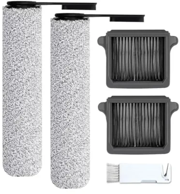 Productafbeelding van PromoHome® 2 borstelrollen + 2 filters, vervangingsset voor de Tineco Floor One S7 Pro nat-/droogstofzuiger, microvezel, wasbaar, stofzuigeraccessoire