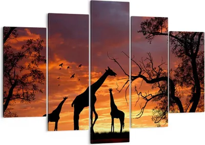 Produktbild von Bild auf Leinwand - Leinwandbild - Giraffe Afrika Sonne Safari - 150x100cm - Wand Bild - Wanddeko - Leinwanddruck - Bilder - Kunstdruck - Wanddekoration - Leinwand bilder - Wandkunst - EA150x100-0507