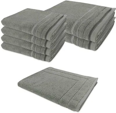 Productafbeelding van Ibenzoa® handdoekenset, 7-delig – 100% katoen, sneldrogende badstof, 4 handdoeken van 50x100 cm + 2 handdoeken van 70x140 cm, badmat 50x70 cm, grijs