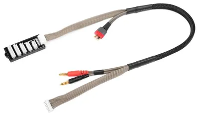 Imagen del producto de GForce GF-1208-030: Cargador/Equilibrador para baterías, con conectores tipo "banana" de 4mm, conector T-Plug y placa de equilibrio XH para baterías de 2 a 6 celdas