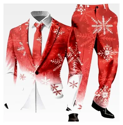 Produktbild von Weihnachtsanzüge für Herren, 2-teiliges Set, festliches Kostüm, Slim Fit, mit Hose