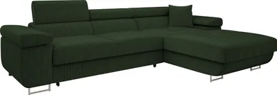 Produktbild von MIRJAN24 Ecksofa Torezio Mini Cord, Stilvoll Eckcouch mit Bettkasten und Schlaffunktion, Einstellbare Kopfstützen, 280x170x70-90 cm (Farbe: Poso 14, Seite: Rechts)