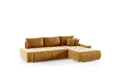 Produktbild von Ecksofa Sofa mit Schlaffunktion VOGAR Stoff Monolith Honiggelb Ottomane Rechts