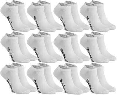 Produktbild von Rainbow Socks - Damen Herren Baumwolle Bunte Sneaker Socken - 12 Paar - Weiß - G