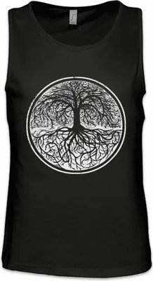 Produktbild von Urban Backwoods Yggdrasil Tree Logo II Black & White, Ärmelloses T-Shirt, Farbe: Schwarz, Größe: L