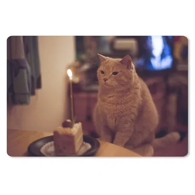 Produktbild von MuchoWow® Mauspad Mousepad Katze - Geburtstag - Kerze 27x18 cm - Mousepads - Maus Mat - Pad - Mausunterlage - Büroartikel - Desk Matten