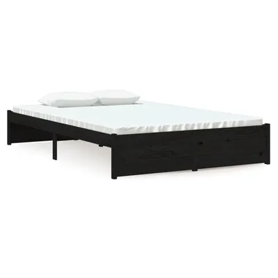 Image de vidaXL Lit en bois massif noir 120x190 cm