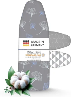 Immagine prodotto di Germany Copriasse da stiro 120x40 | Termoriflettente | Ökotex 100 | per stazione di stiratura a vapore | Copriasse da stiro Taglia: M | Colore: GINKGO