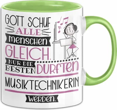 Produktbild von Musiktechnikerin Geschenk Becher Tasse Gott Schuf Alle Menschen Gleich Nur Die Besten Durfeten Musiktechnikerin Werden Geschenkidee Lustig (Grün)