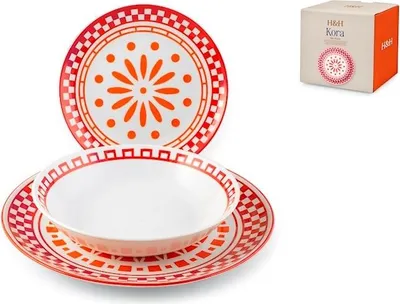 Obrázek produktu pro 18dílná sada porcelánového nádobí Kora s dekorem.