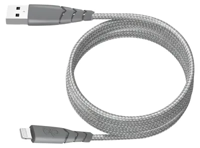 Produktbild von Force Power, Ultraverstärktes USB-A/Lightning-Kabel 3 m – 2,4 A, Grau