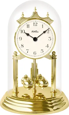 Produktbild von AMS 1201 Tischuhr mit Drehpendel Jahresuhr Drehpendeluhr Messing Optik golden
