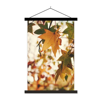 Produktbild von MuchoWow® Textilposter Natur - Herbstblätter - Rustikal 60x90 cm mit schwarzem Rahmen - Poster Wohnzimmer