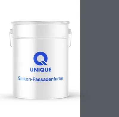 Produktbild von Q UNIQUE Fassadenfarbe – Premium Silikonharz-Fassadenfarbe für Außen, wetterfest, 10L, Graphitgrau