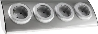 Produktbild von 4-fach Steckdosenblock Edelstahl 90° für Eck- &  Aufbaumontage