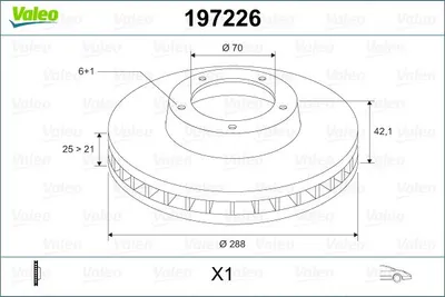 Produktbild von 2x VALEO Bremsscheibe 197226 vorne für OPEL für VECTRA B (36_) 42 3mm 7 64kg