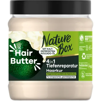 Produktbild von Nature Box Haar-Butter 4 in1 Kur mit Avocado Öl 300ml