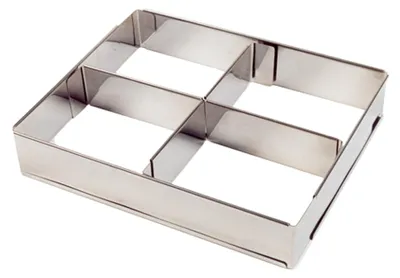 Produktbild von LARES Backrahmen Rechteckig mit Teiler - Größe verstellbar: 25 - 46 x 17 - 32 cm x 5 cm, rostfreier Edelstahl - 6010